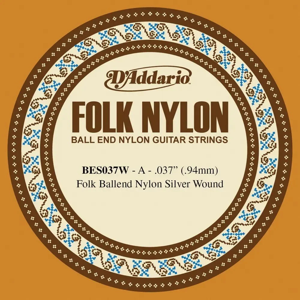 Струна одиночная D'Addario BES037W Folk Nylon Silver 037