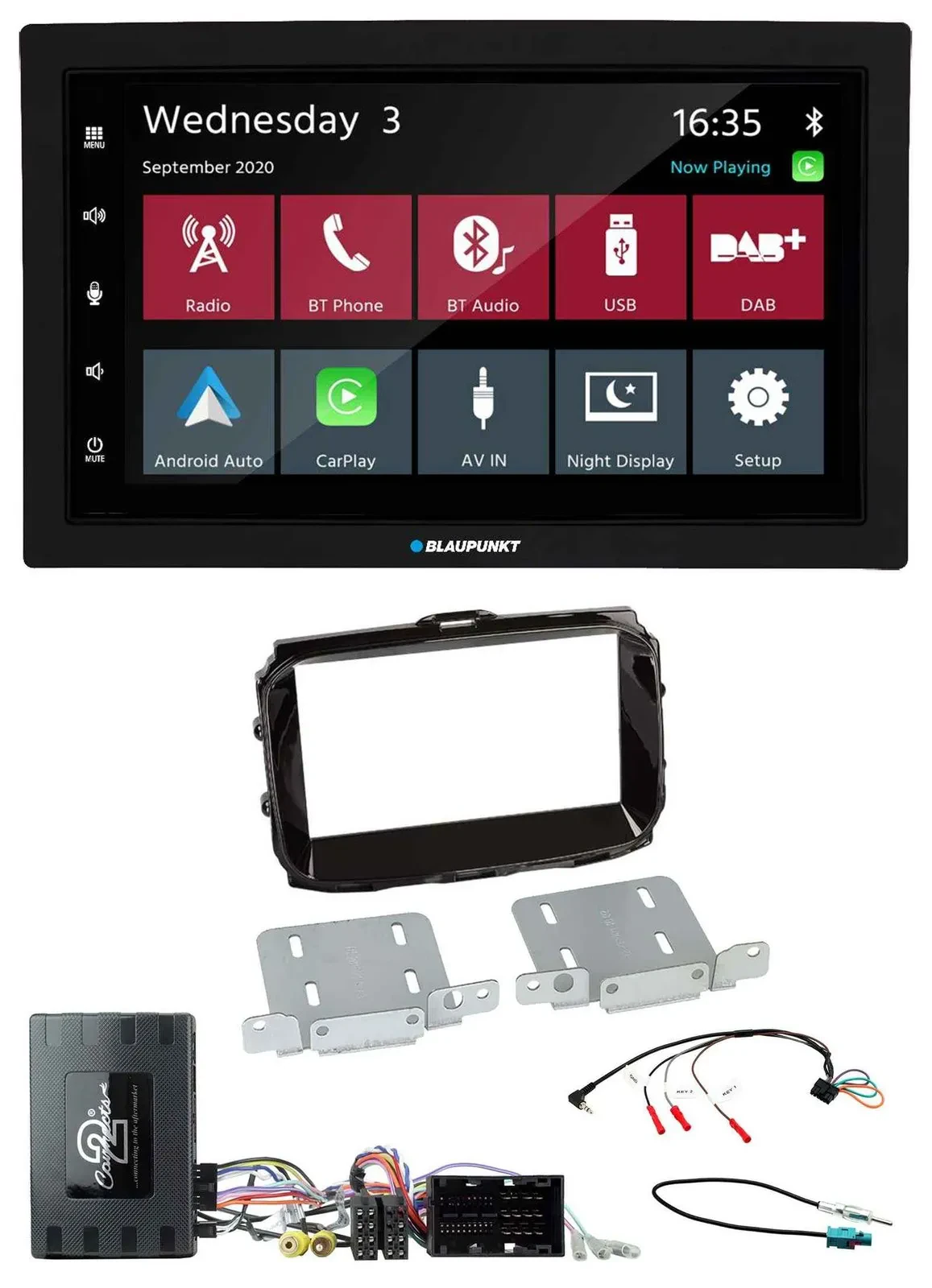 Blaupunkt 2DIN Lenkrad USB Bluetooth DAB Autoradio für Alfa Giulietta 14-21 Info
