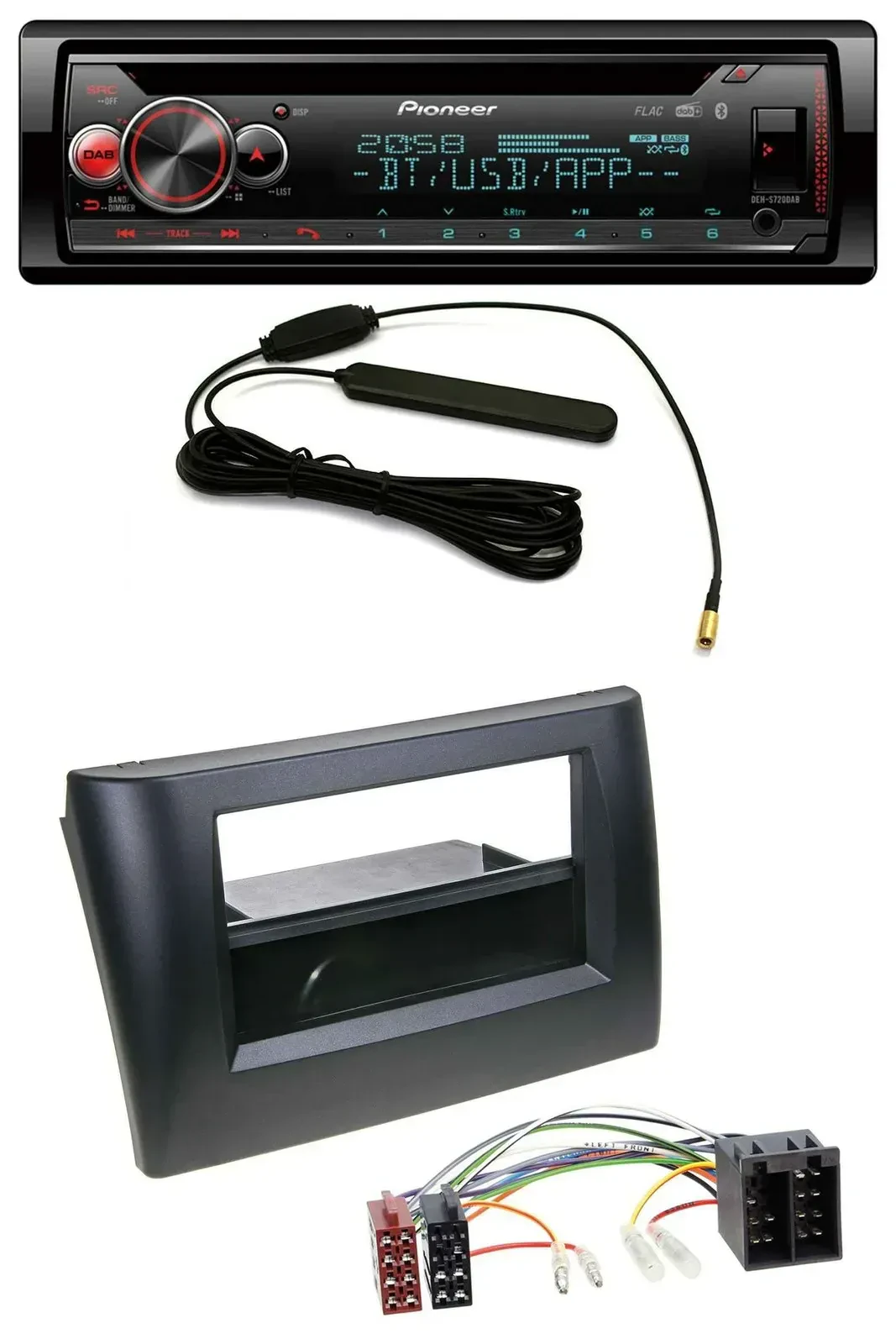 Автомагнитола Pioneer CD USB DAB Bluetooth MP3 для Fiat Stilo (2001–2008) с монтажным карманом