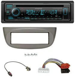 Kenwood Bluetooth DAB CD MP3 USB Autoradio für Renault Twingo ab 2015 beige-grau