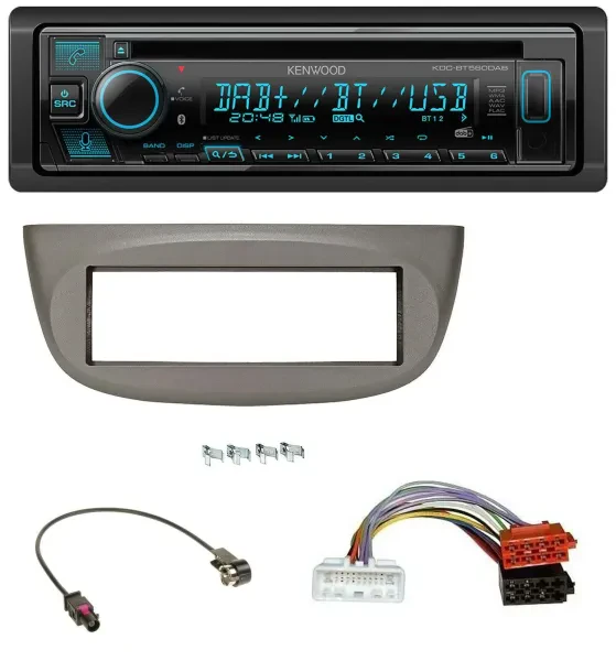 Kenwood Bluetooth DAB CD MP3 USB Autoradio für Renault Twingo ab 2015 beige-grau