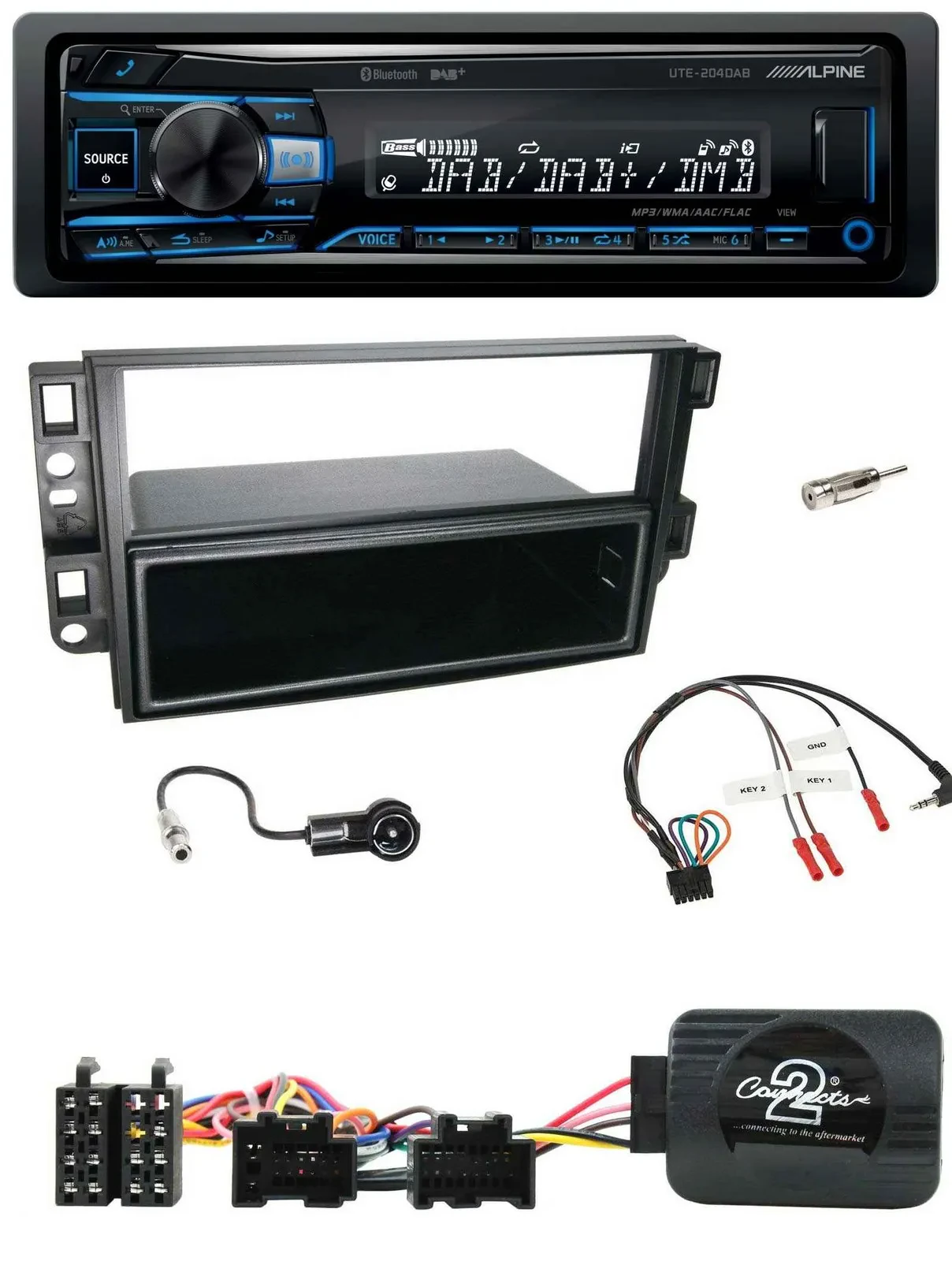 Alpine USB Bluetooth DAB Lenkrad Autoradio für Chevrolet Aveo Captiva 2006-2011