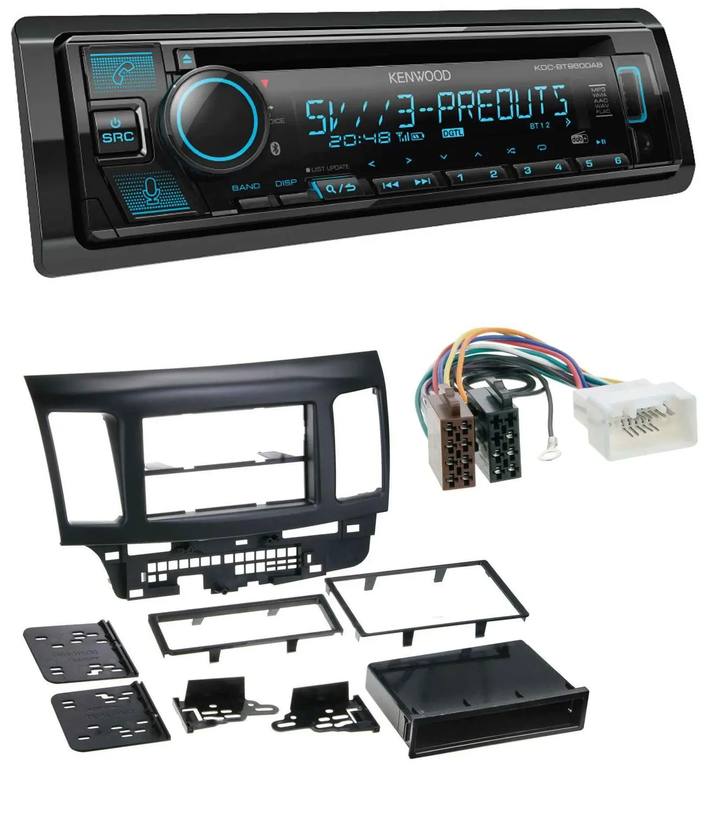 Автомагнитола для Mitsubishi Lancer/Evo (с 2008) Kenwood Bluetooth USB CD MP3 DAB