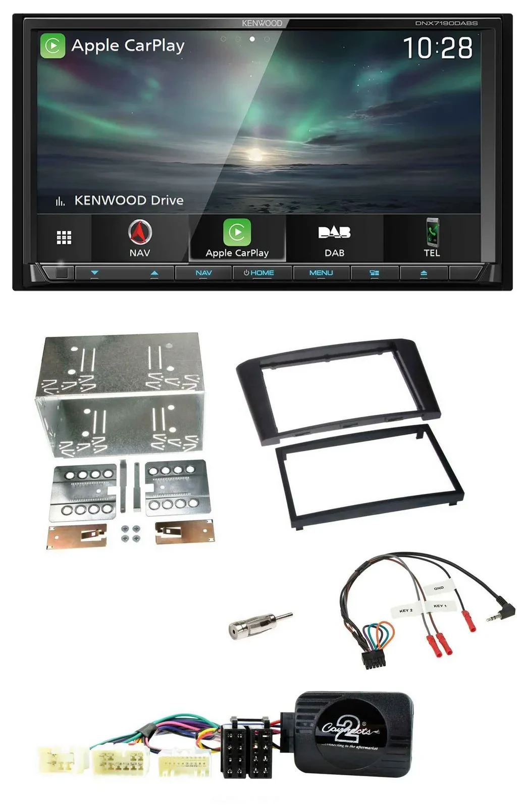 Kenwood Bluetooth USB 2DIN Lenkrad TMC DAB Navigation für Toyota Avensis 2003-20