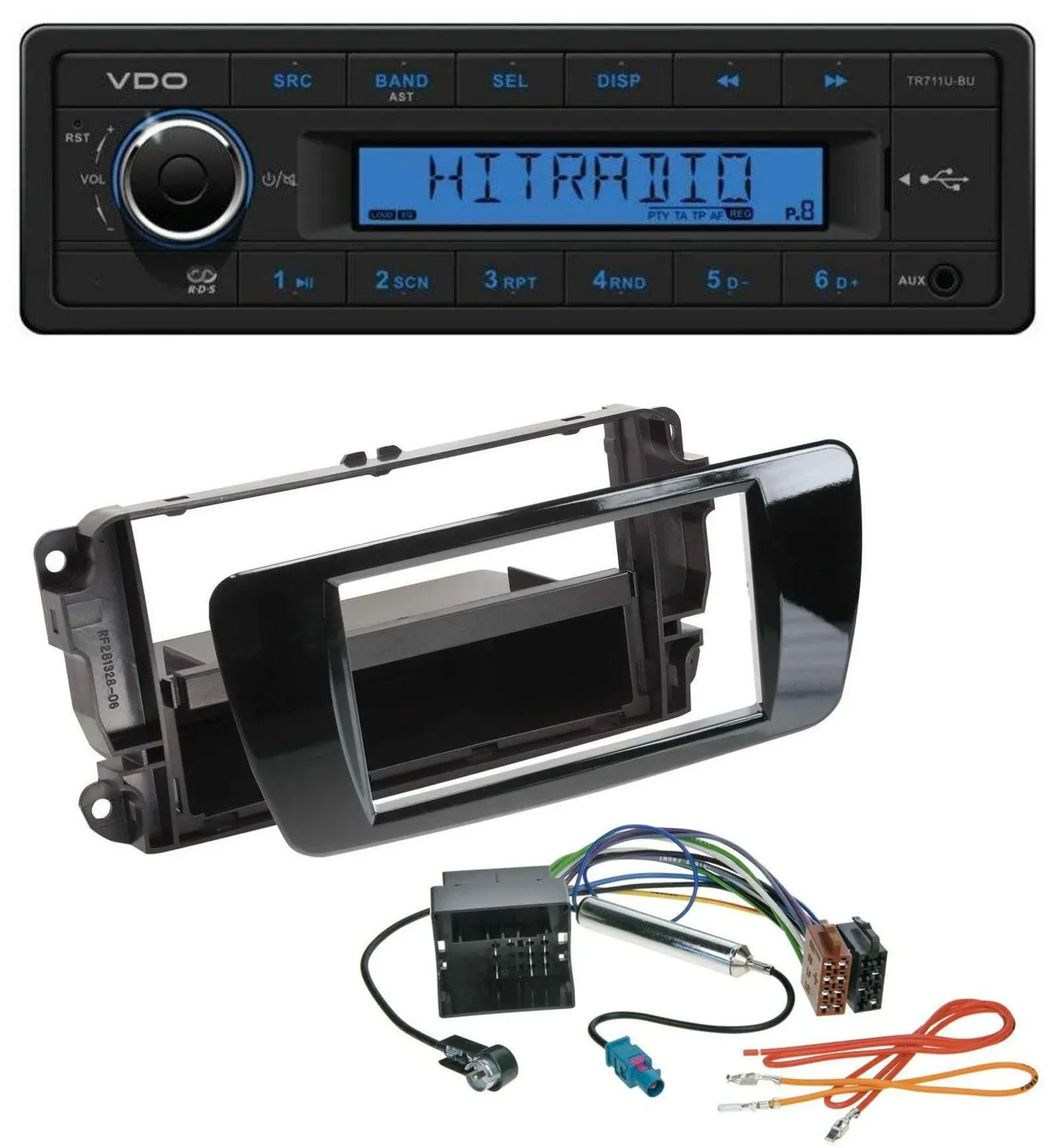 VDO AUX 1DIN MP3 USB Autoradio für Seat Ibiza ab 08 Klavierlack schwarz
