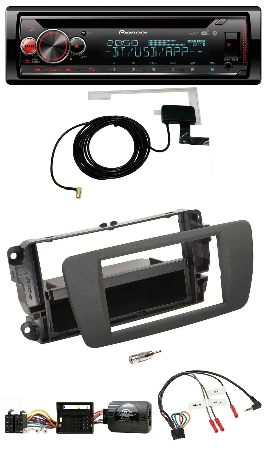 Автомагнитола Pioneer DAB, CD, USB, Bluetooth для Seat Ibiza, серый