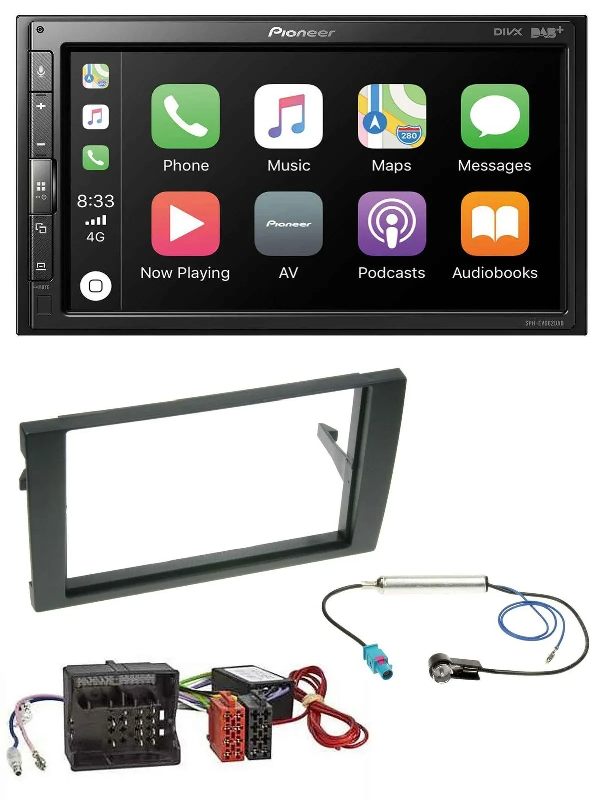 Pioneer USB MP3 DAB 2DIN Bluetooth Autoradio für Audi A4 B7 04-08 Aktivsystem MO