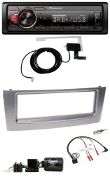 Автомагнитола Pioneer 1DIN MP3 DAB USB для Fiat Grande Punto 2006–2010, серый, поддержка кнопок на руле