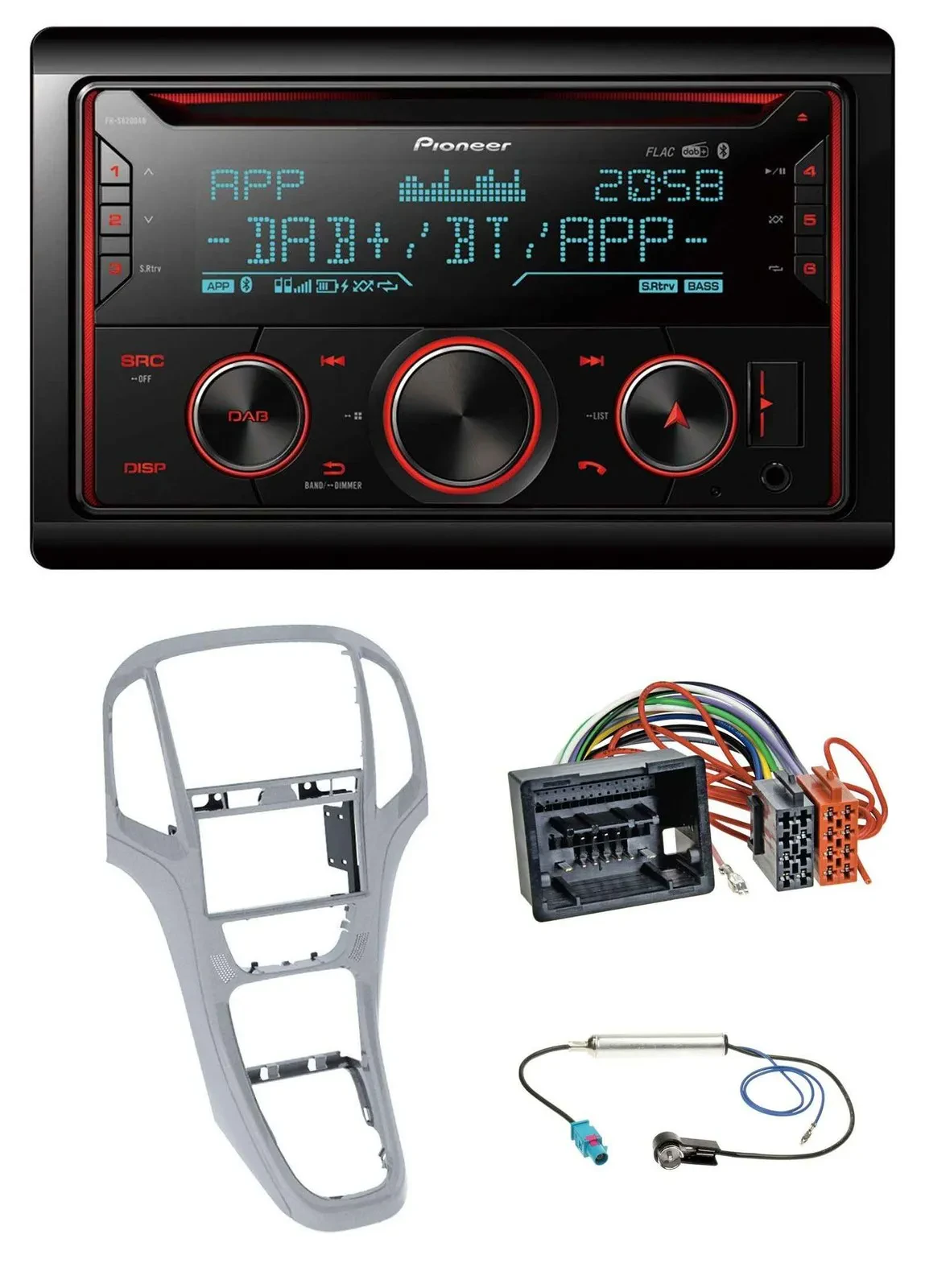 Pioneer 2DIN DAB MP3 Bluetooth USB CD Autoradio für Opel Astra J ab 2009 Platins