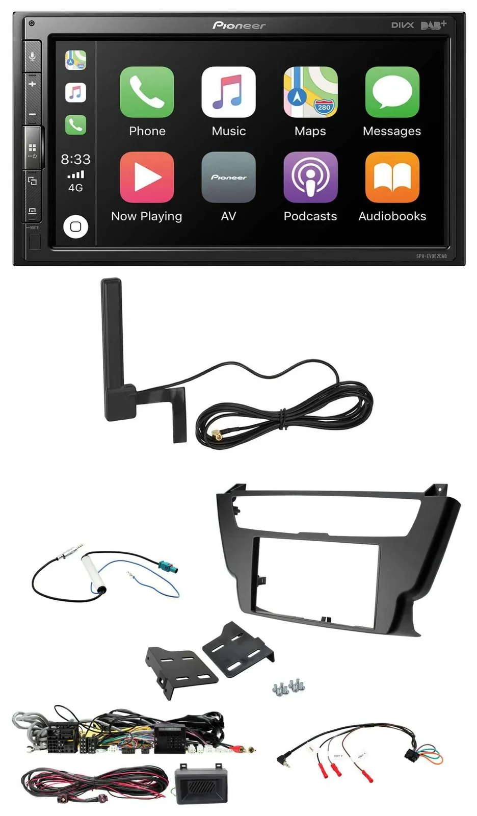 Pioneer USB 2DIN Bluetooth DAB Lenkrad Autoradio für BMW 3er 4er 2012-2016 ohne