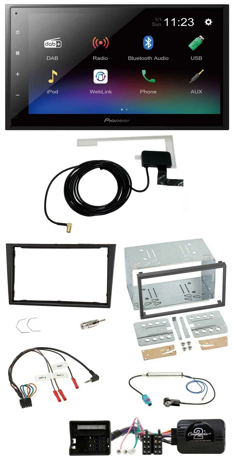 Pioneer DAB Lenkrad Bluetooth 2DIN USB Autoradio für Opel Corsa D 2006-2008 stea