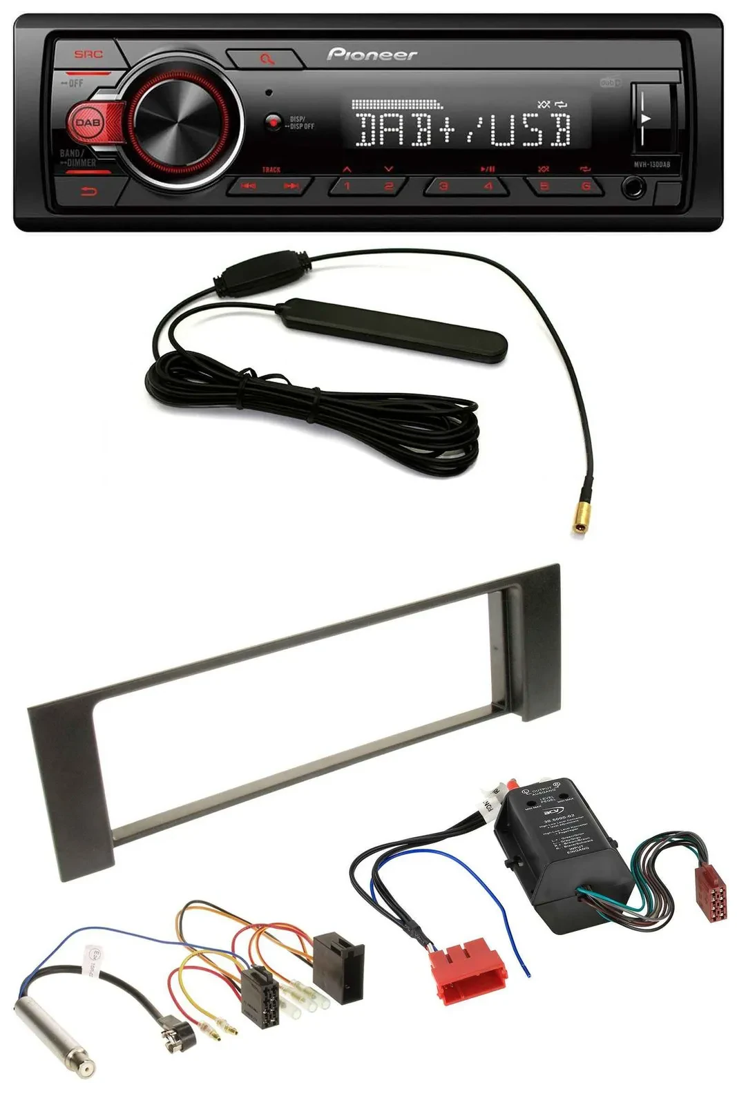 Автомагнитола Pioneer 1DIN MP3 DAB AUX USB для Audi A4 B6 2000–2004 (Bose активная система)