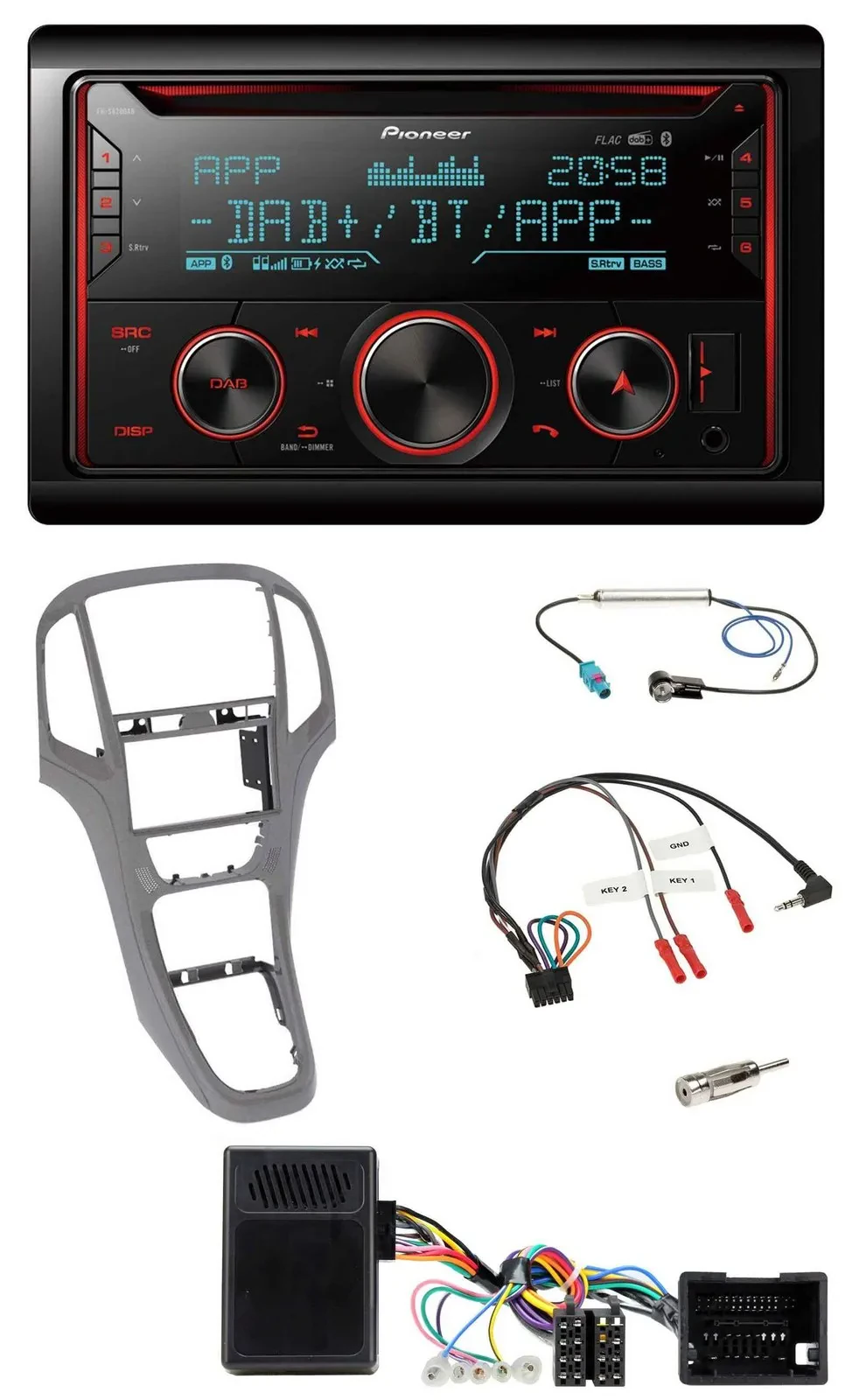 Автомагнитола Pioneer 2DIN, DAB, Bluetooth, USB, CD, для Opel Astra J (с 2009), поддержка кнопок на руле