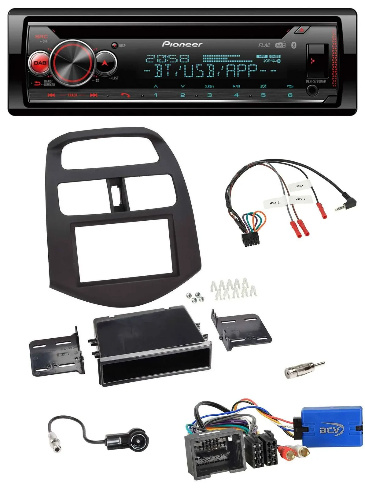 Pioneer Lenkrad DAB CD Bluetooth USB Autoradio für Chevrolet Spark 2013-2015