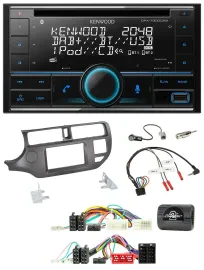 Автомагнитола для Kia Rio 2011–2015 Kenwood 2-DIN CD DAB USB Bluetooth антрацит с поддержкой управления на руле