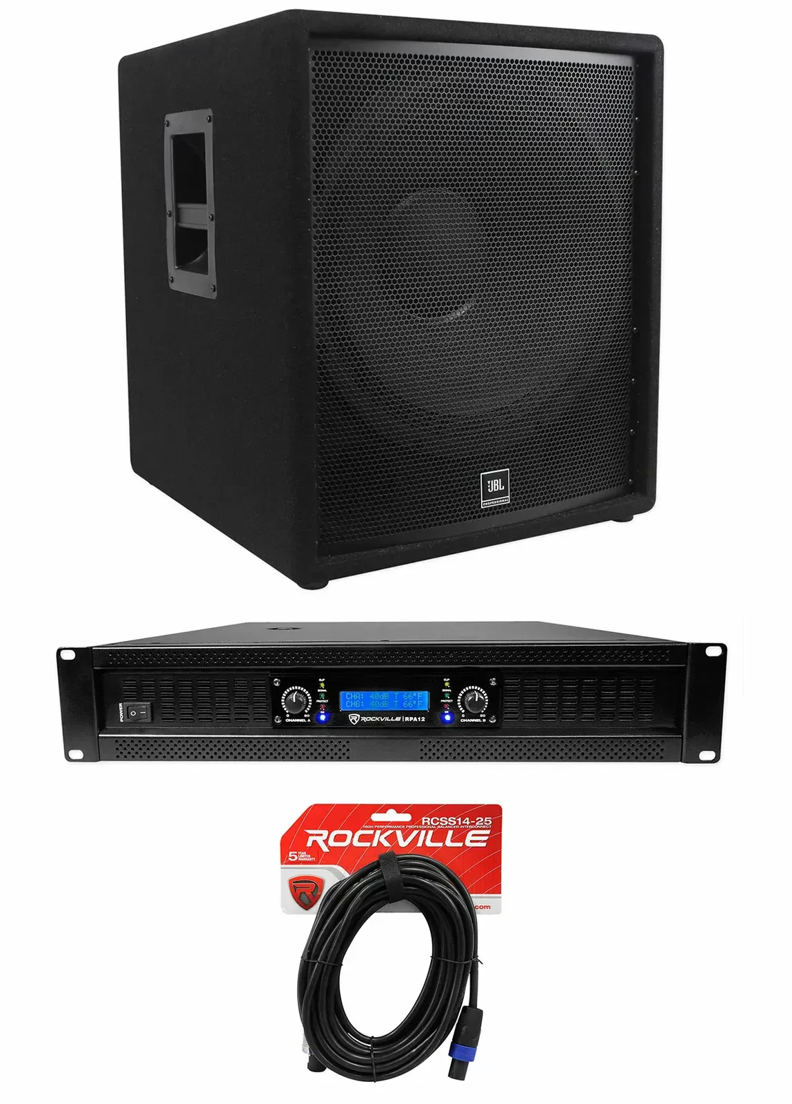 JBL Pro JRX218S 1400w 18" DJ PA Subwoofer Sub+2-Channel Power Amplifier+Cable