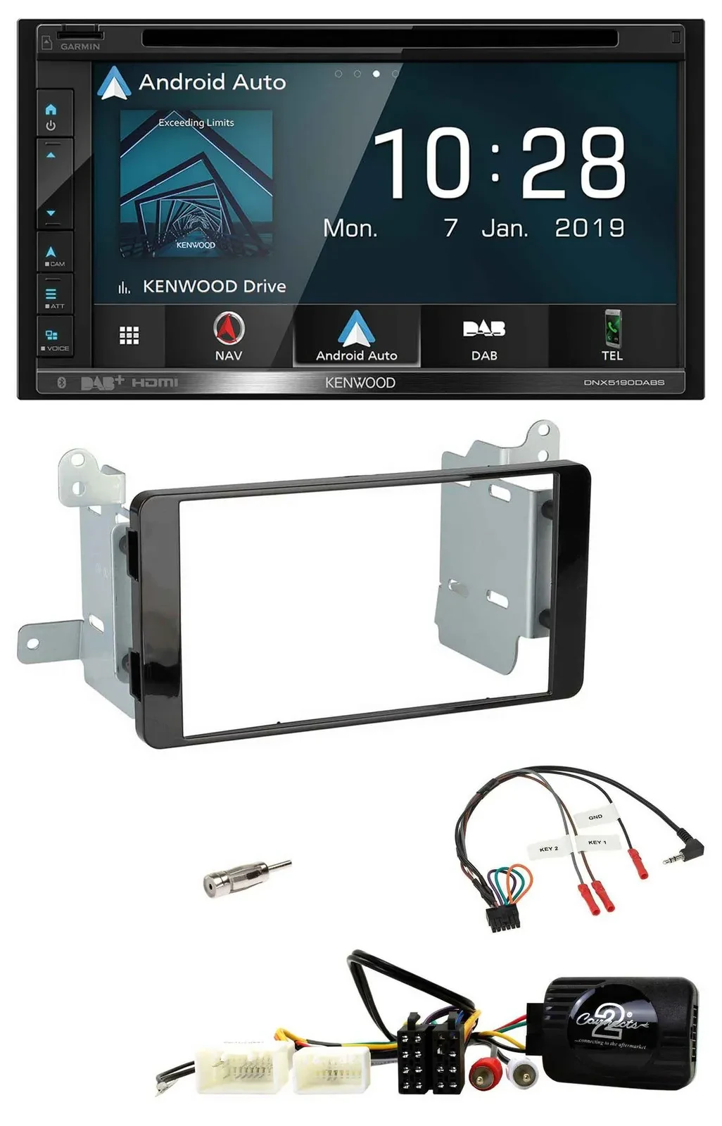 Kenwood DAB TMC USB 2DIN Lenkrad Bluetooth Navigation für Mitsubishi L200 ab 10/
