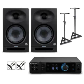 Студийные мониторы активные PreSonus Eris Studio 8 2nd Gen (набор, пара) + аудиоинтерфейс PreSonus Quantum HD2, кабели и стойки