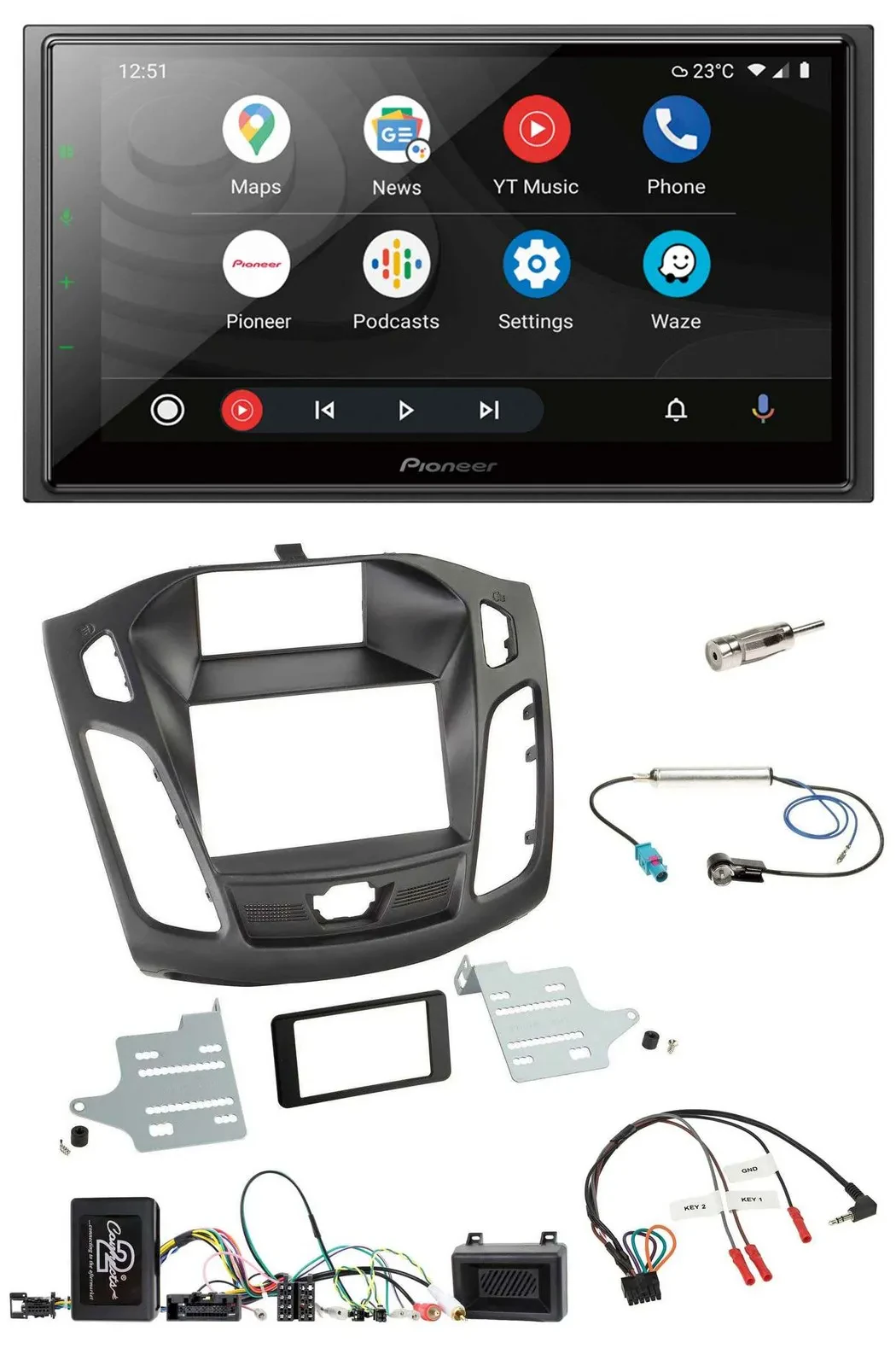 Автомагнитола для Ford Focus 2011–2014 Pioneer 2-DIN, DAB, Bluetooth, USB