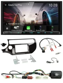 Kenwood Lenkrad 2DIN USB DAB Bluetooth Autoradio für Kia Rio UB ab 2015 piano sc