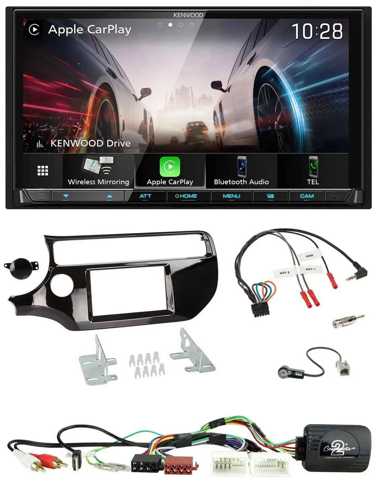 Kenwood Lenkrad 2DIN USB DAB Bluetooth Autoradio für Kia Rio UB ab 2015 piano sc