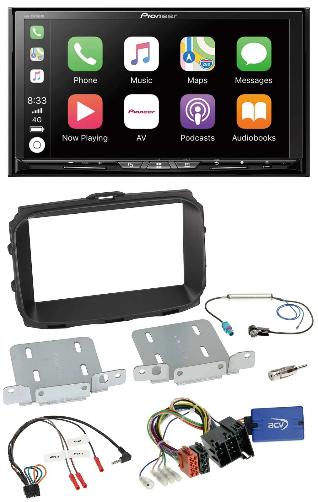 Автомагнитола Pioneer 2 DIN USB DAB DVD Bluetooth с поддержкой управления на руле для Alfa Romeo Giulietta