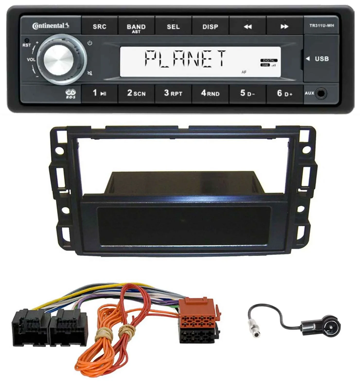 Continental USB MP3 AUX 1DIN Autoradio für Cadillac BLS (2006-2010)