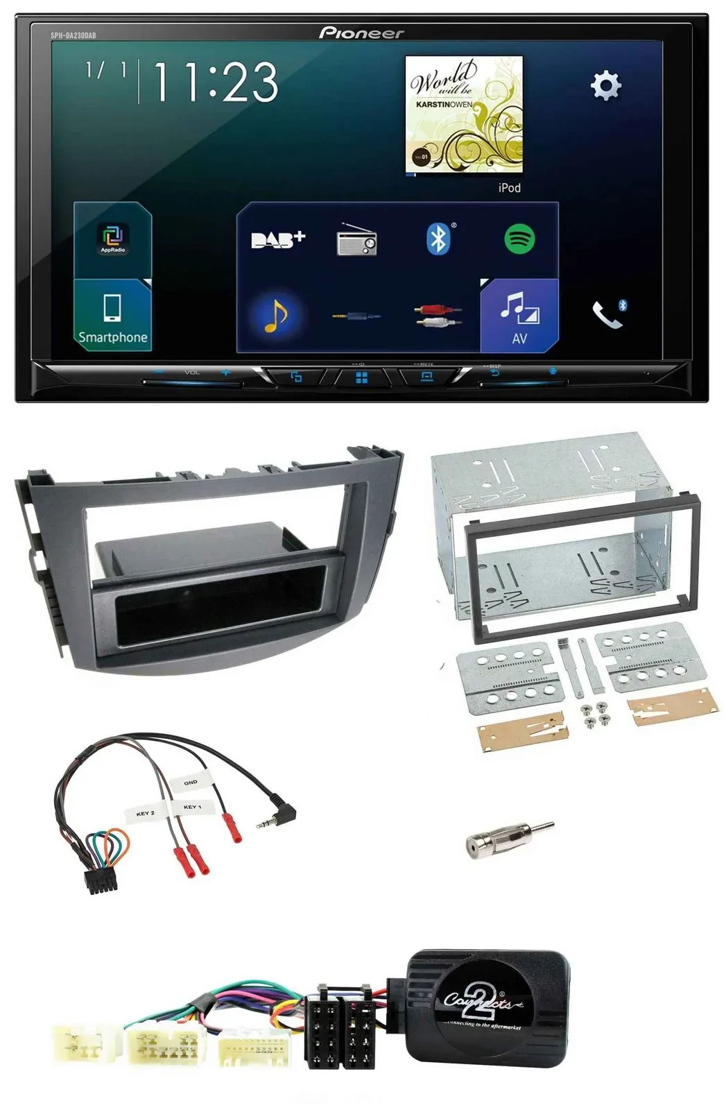 Pioneer Lenkrad Bluetooth USB 2DIN DAB Autoradio für Toyota RAV 4 2006-2011
