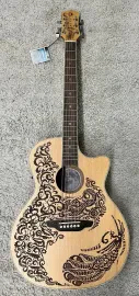 Luna HEN PA SPR Henna Paradise Select Spruce Acoustic Electric Cutaway Guitar