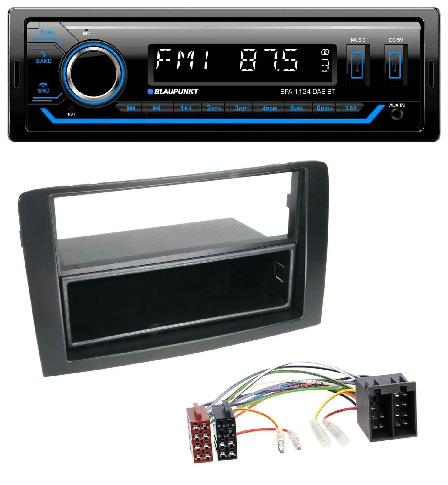 Blaupunkt Bluetooth USB DAB MP3 Autoradio für Fiat Idea (350 03-11) schwarz