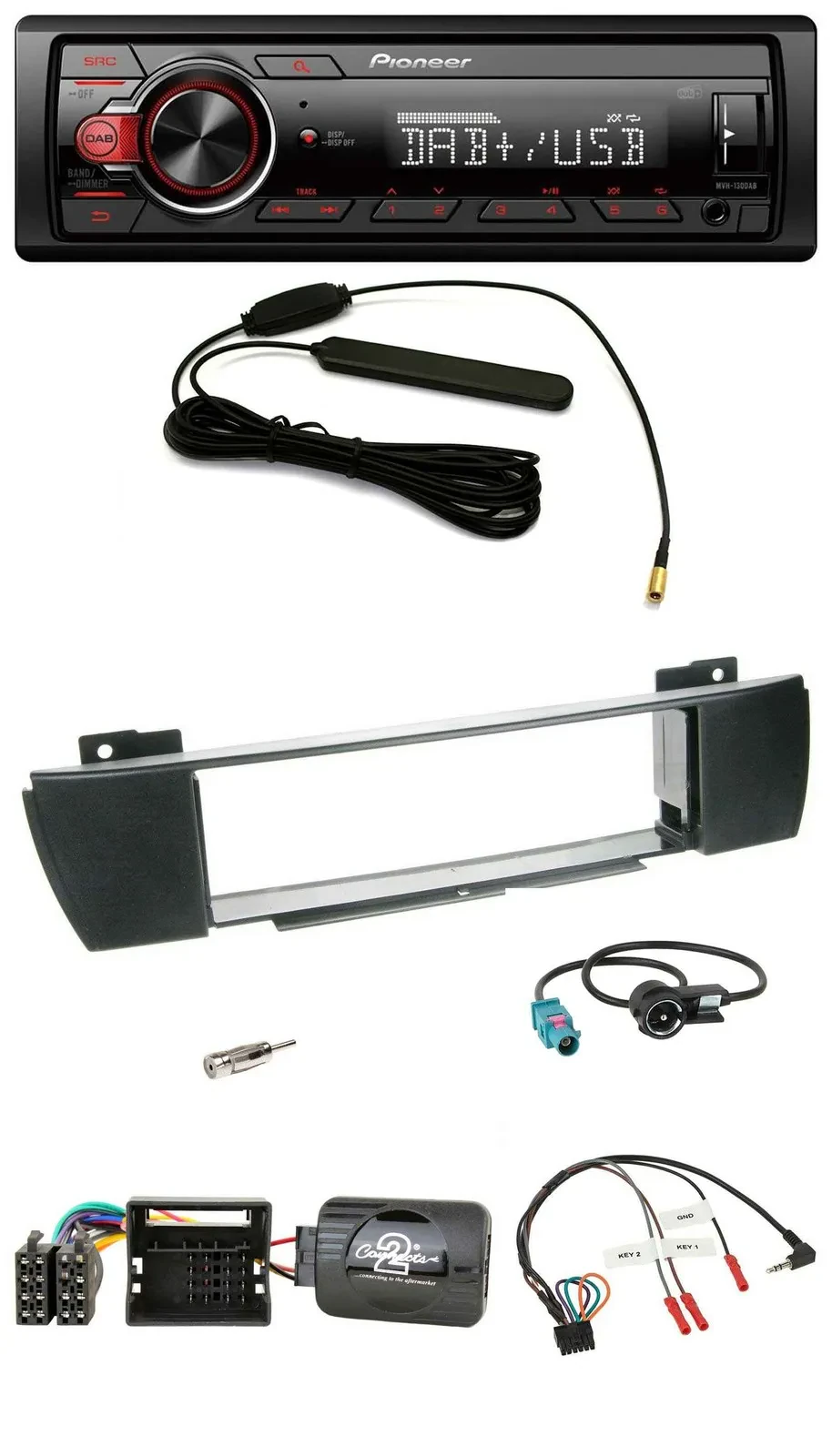 Автомагнитола для BMW X3 E83 2004–2010 Pioneer 1 DIN, DAB, USB, MP3, поддержка управления на руле