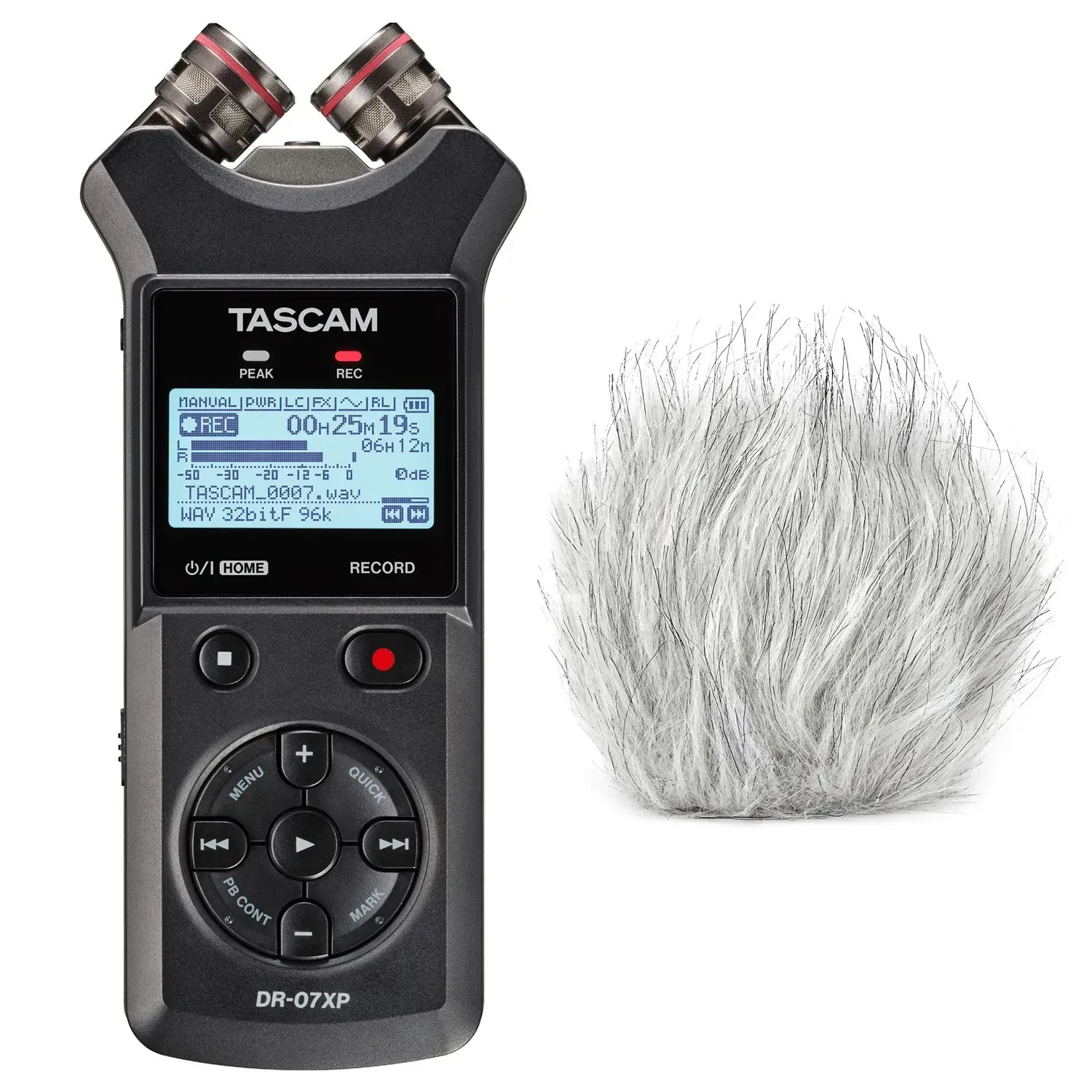 Рекордер Tascam DR-07XP с ветрозащитой