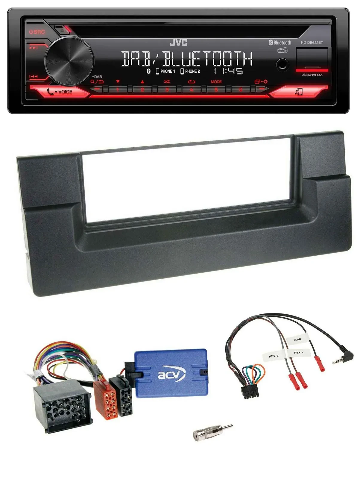 JVC CD DAB USB Bluetooth Lenkrad Autoradio für BMW 5er E39 1996-2001