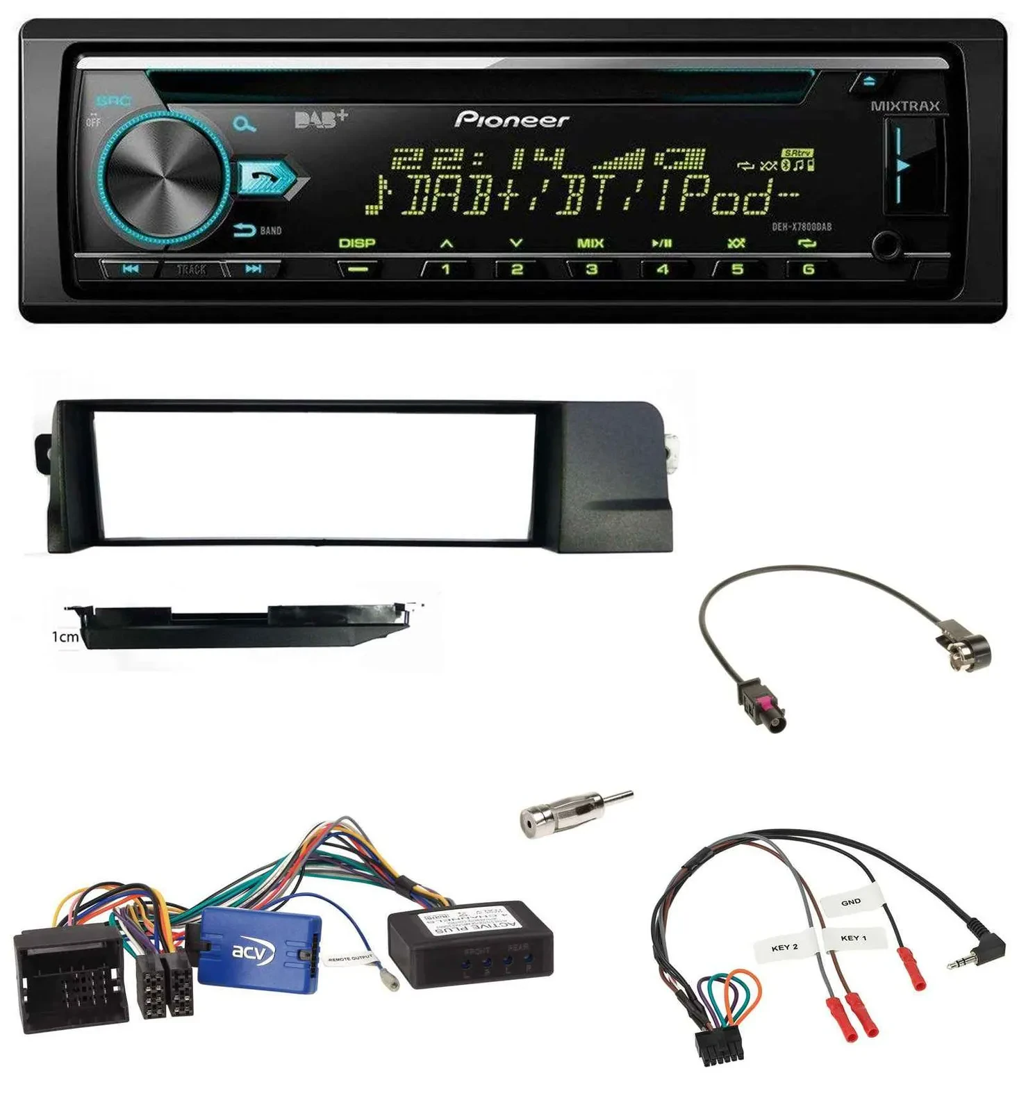 Pioneer DAB Lenkrad CD USB Bluetooth Autoradio für BMW 3er 01-07 E46 schwarz HQ