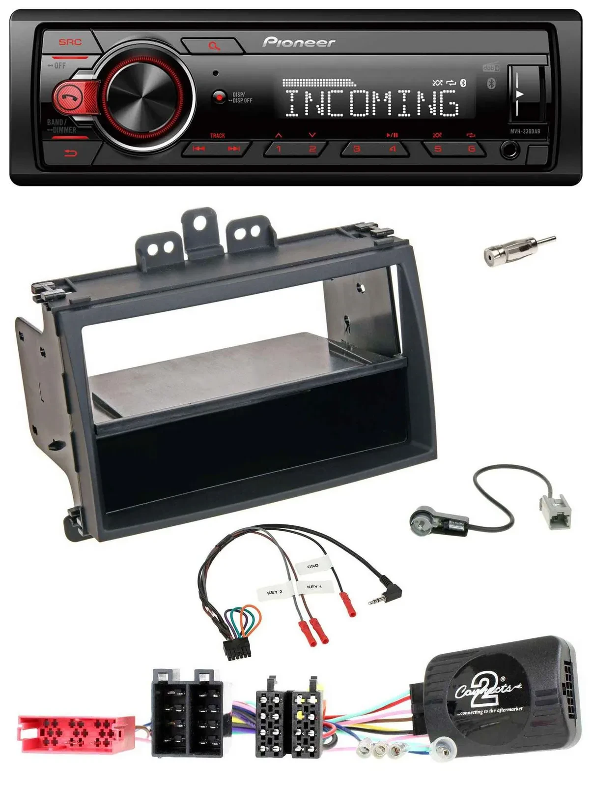 Автомагнитола Pioneer Bluetooth USB DAB для Hyundai i20 (2009–2011), черная, с поддержкой кнопок на руле