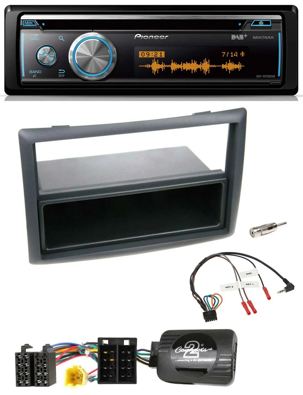 Автомагнитола Pioneer DAB/USB/CD/Bluetooth для Renault Megane 2007–2008, с управлением на руле, черная