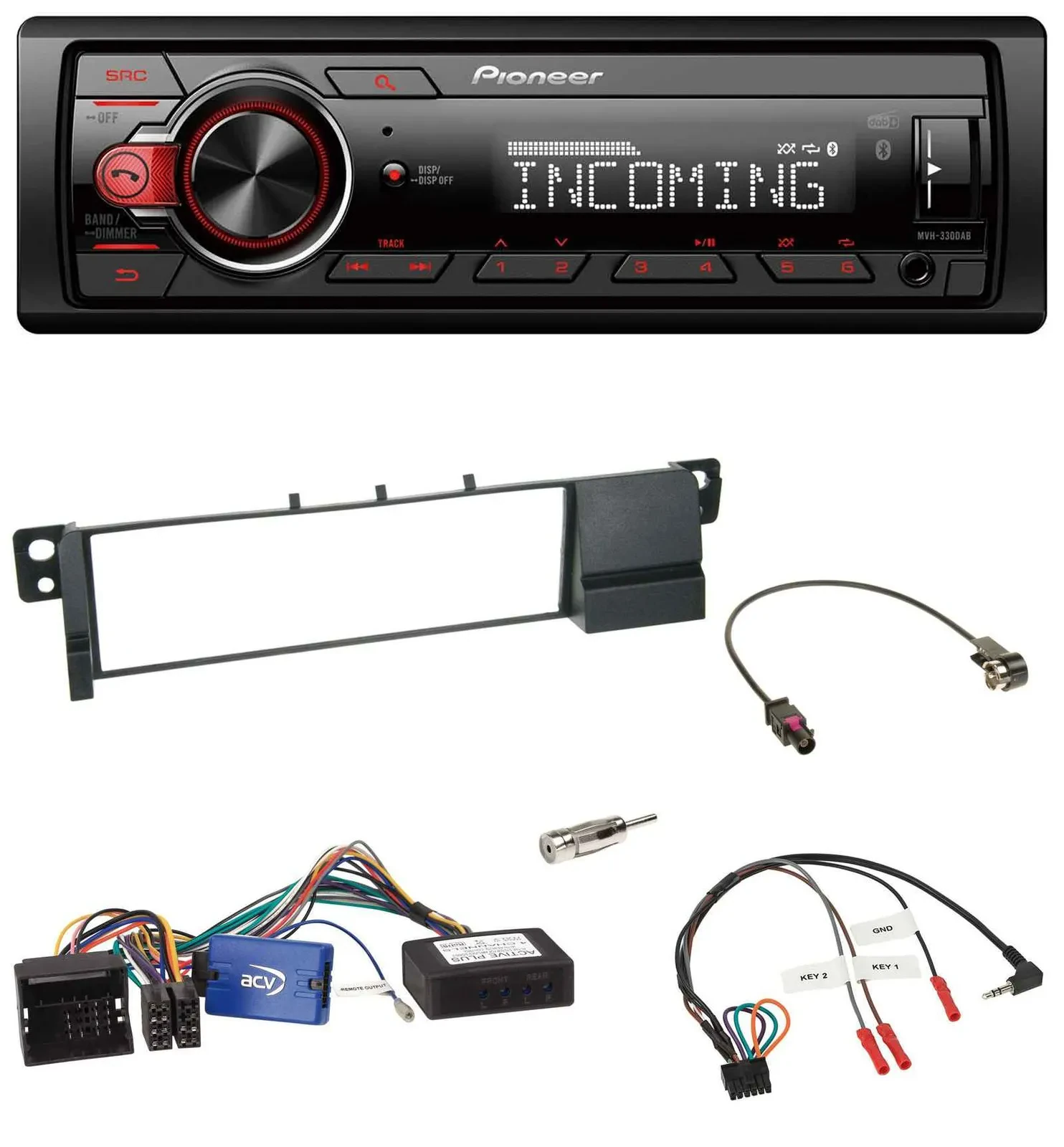 Pioneer Bluetooth USB DAB Lenkrad Autoradio für BMW 3er E46 01-07 schwarz