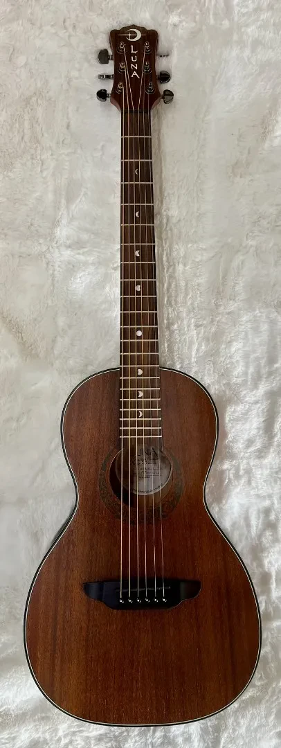Luna Guitars Luna Gypsy Muse Parlor Size Acoustic Guitar, Natural Mahogany - B stock