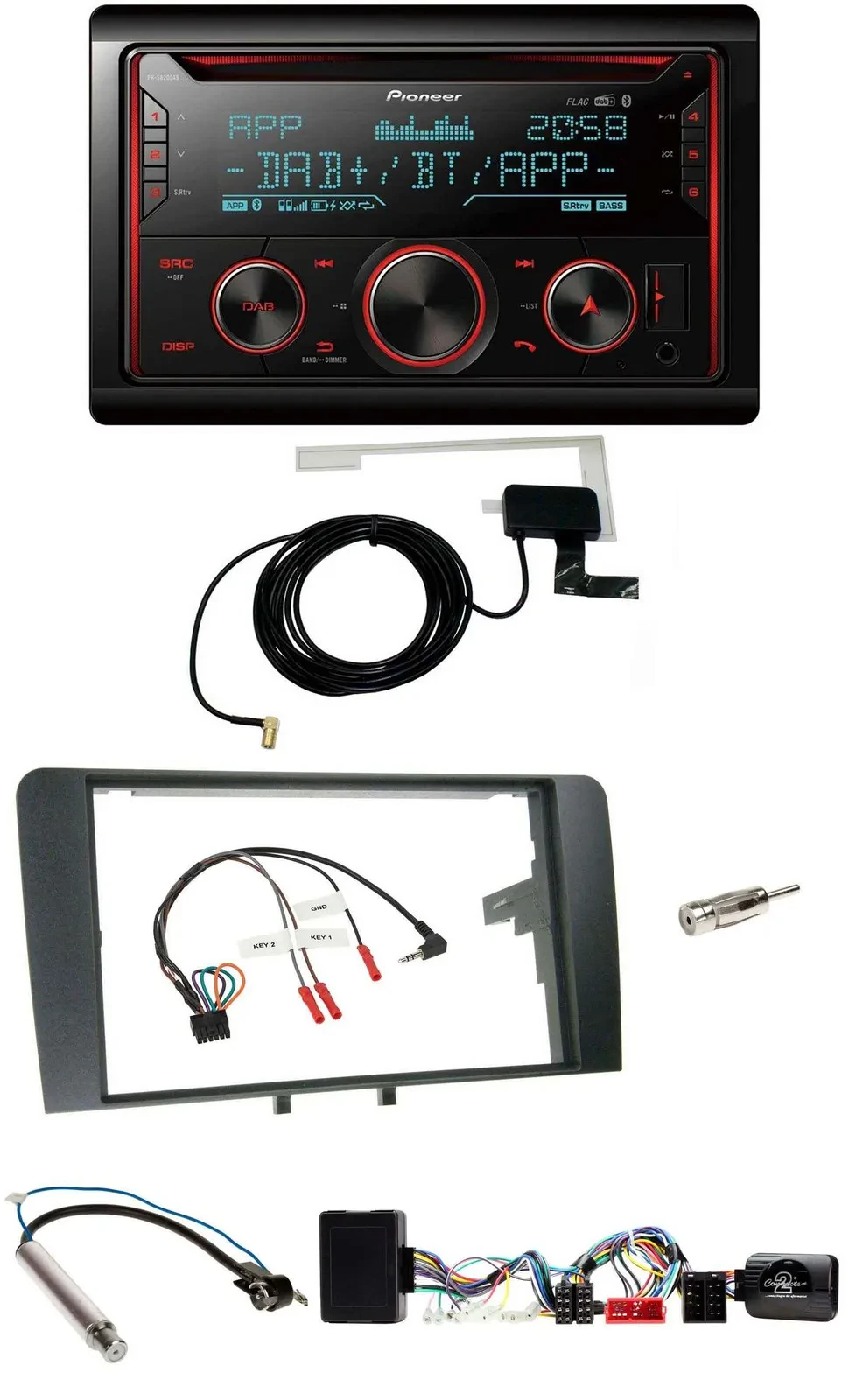 Pioneer 2DIN Lenkrad DAB USB CD Bluetooth Autoradio für Audi A3 Symphony Aktiv I