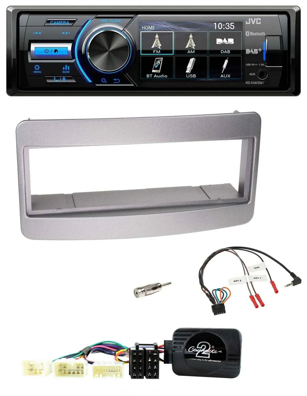 JVC Bluetooth Lenkrad USB DAB Autoradio für Toyota RAV 4 2001-2006 dunkelsilber
