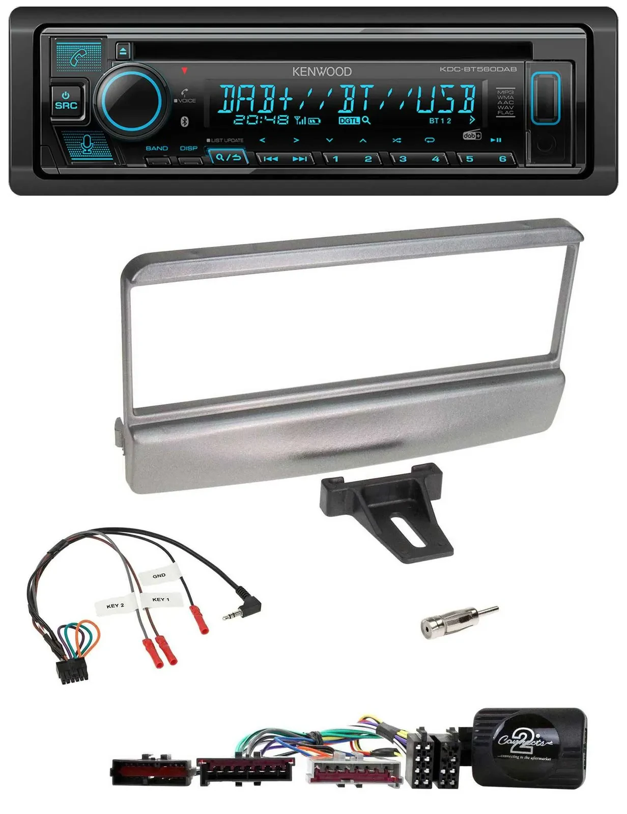 Kenwood Bluetooth DAB CD Lenkrad USB Autoradio für Ford Mondeo 2000-2002 silber