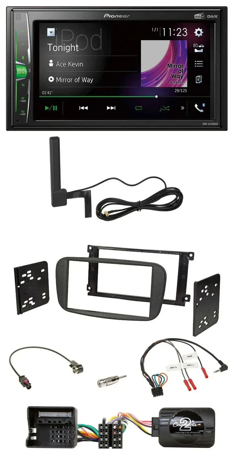 Автомагнитола Pioneer 2DIN MP3 DAB Bluetooth для Ford S-Max/Mondeo (2007–2014), поддержка управления с руля