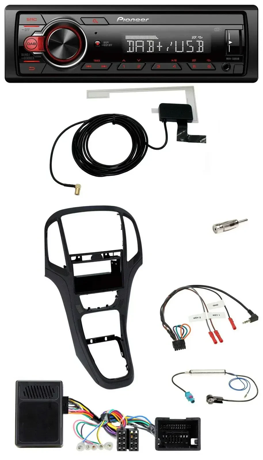 Автомагнитола Pioneer 1-DIN MP3 DAB USB для Opel Astra J (2009–2016), поддержка управления с руля, перламутровый чёрный