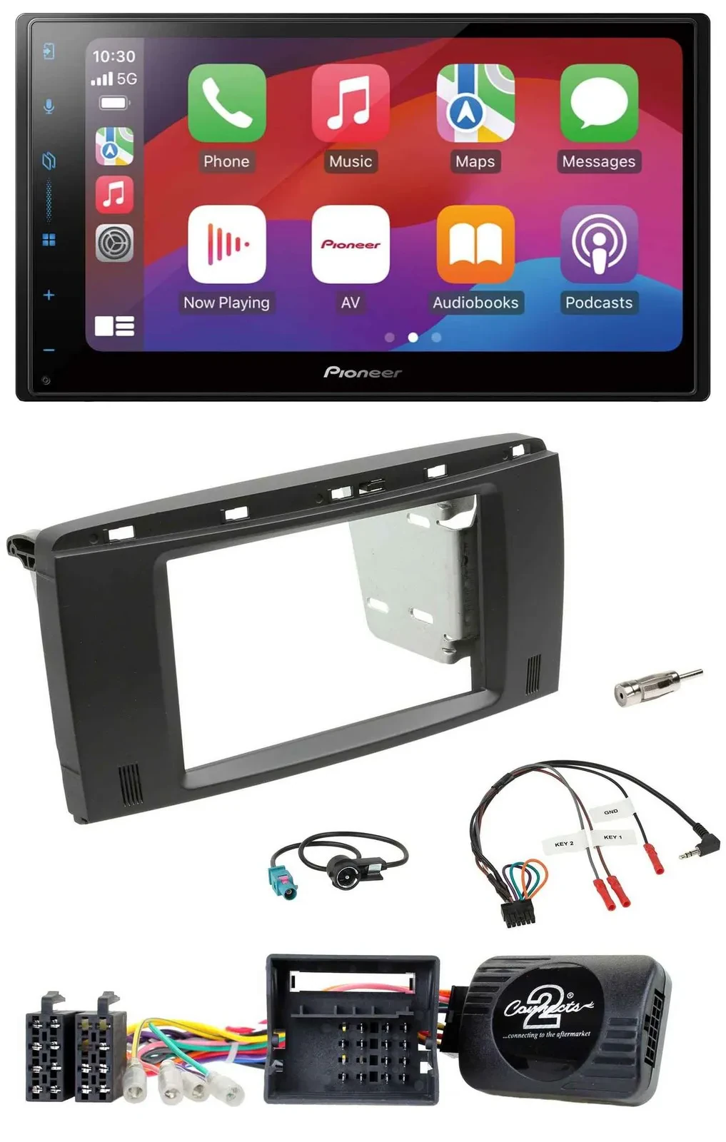 Автомагнитола Pioneer 2-DIN, DAB, Bluetooth, USB для Mercedes SLK R171 (2008–2011), совместимая с кнопками на руле