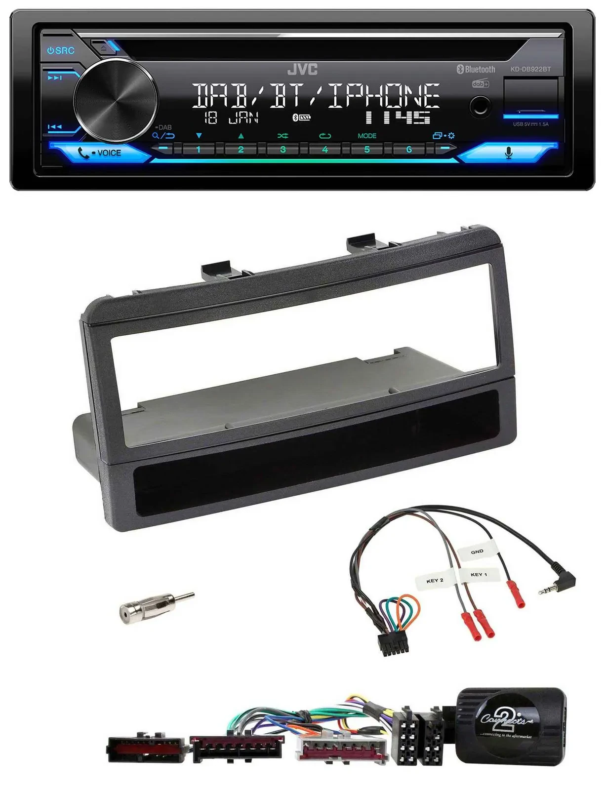 JVC Bluetooth Lenkrad USB DAB CD Autoradio für Ford Focus Escort Fiesta schwarz