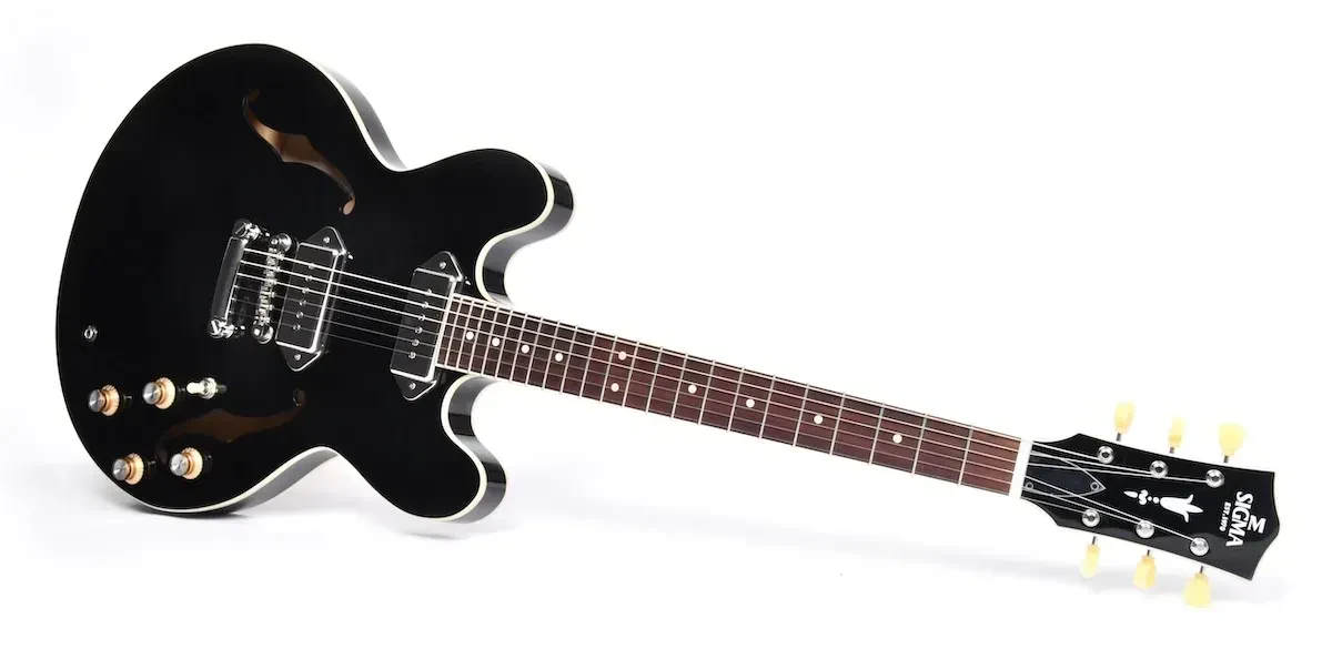 Электрогитара Sigma Guitars HBA-102P-BK semi-hollow, черная