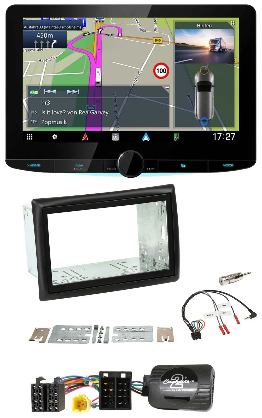 Kenwood Bluetooth DAB TMC 2DIN Lenkrad USB Navigation für Renault Megane II 2005