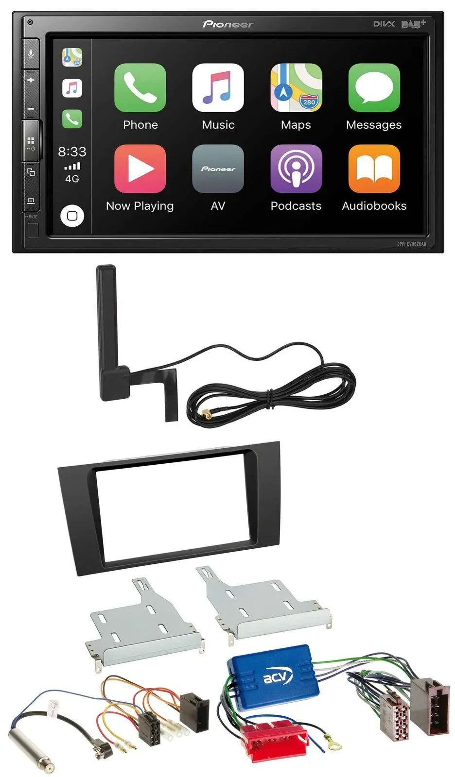 Pioneer USB 2DIN Bluetooth DAB MP3 Autoradio für Audi A4 99-01 B5 Symphony Aktiv