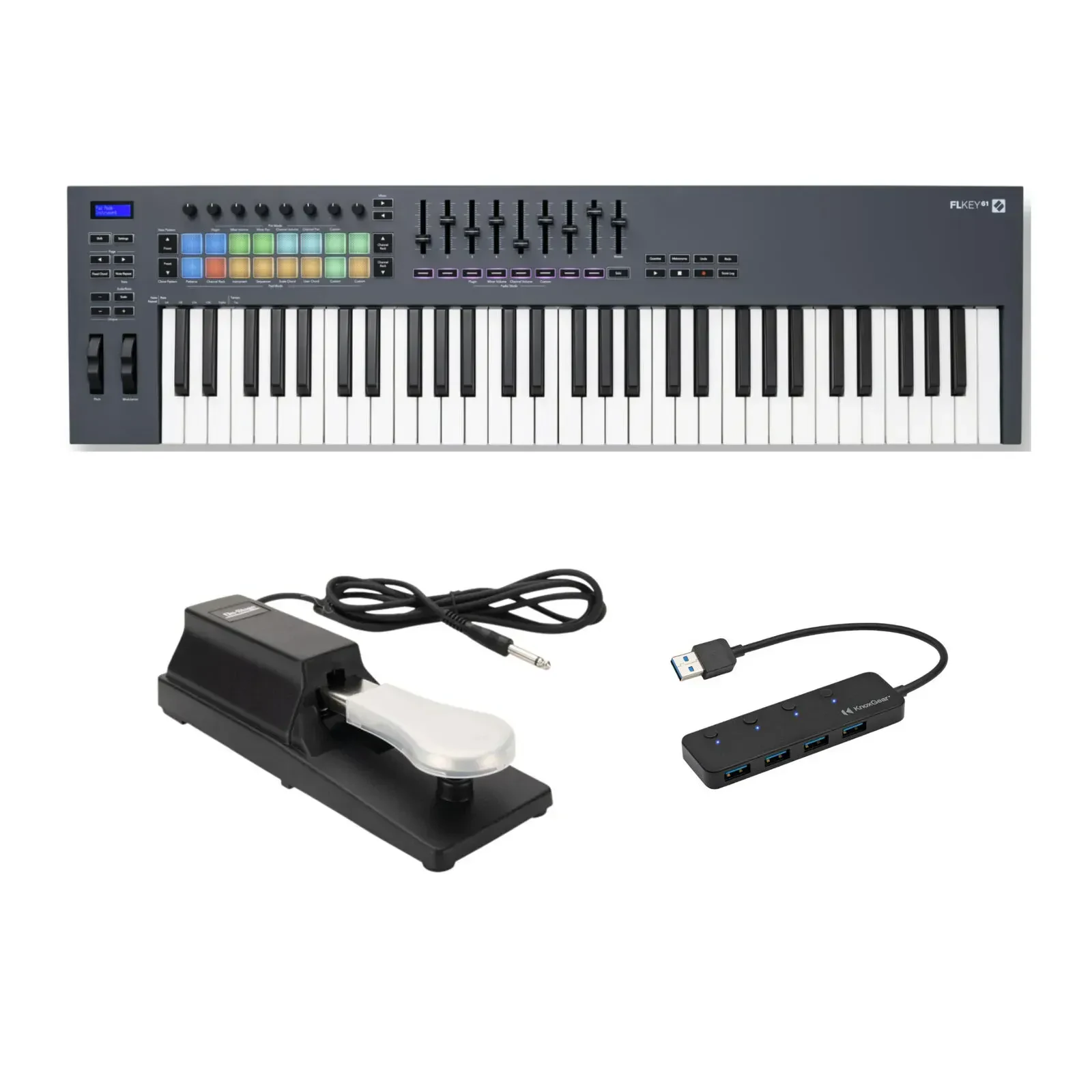 MIDI-клавиатура Novation FLkey 61-Key с педалью сустейна и USB-хабом на 4 порта