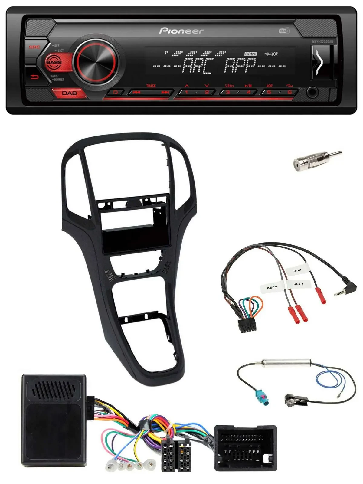 Автомагнитола Pioneer 1-DIN DAB, USB, MP3 для Opel Astra J (2009–2016), перламутрово-чёрный